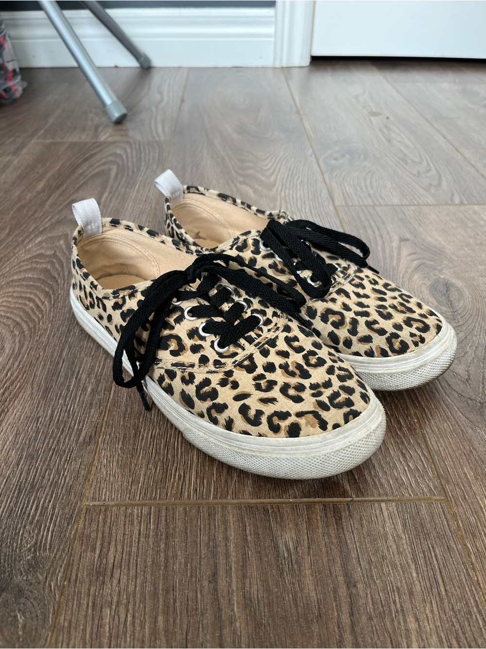 H&M Leopard Print Canvas Sneakers with Black Laces